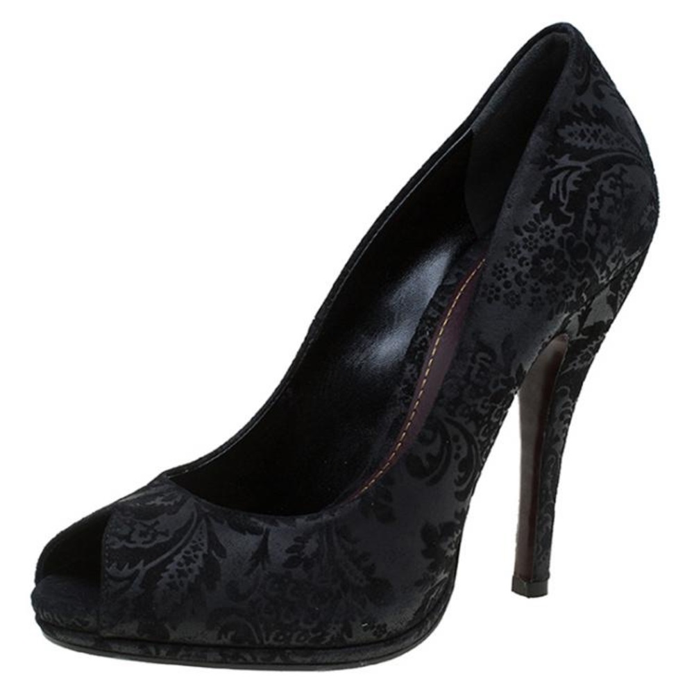 Gucci Black Brocade Elisabeth Heels 36.5